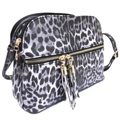 LE050-BLACK LEOPARD VEGAN LEATHER CROSSBODY BAG